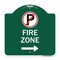 Signmission Fire Zone No Parking and Right Arrow, Green & White Aluminum Sign, 18" x 18", GW-1818-23973 A-DES-GW-1818-23973 - alternate 1